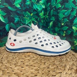 Crocs white blue perforated sneakers